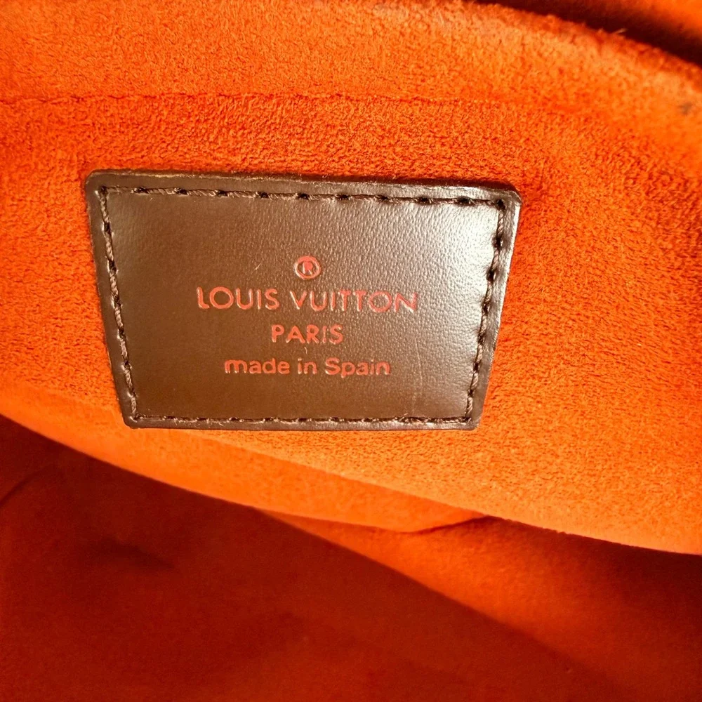 Louis Vuitton Damier Ebene Sarria Mini Handbag Brown Canvas Leather Bag Vintage